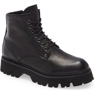 Lita By Ciara Womens Hearted Lambskin Leather Ankle Combat Boots Black sz 37 NIB